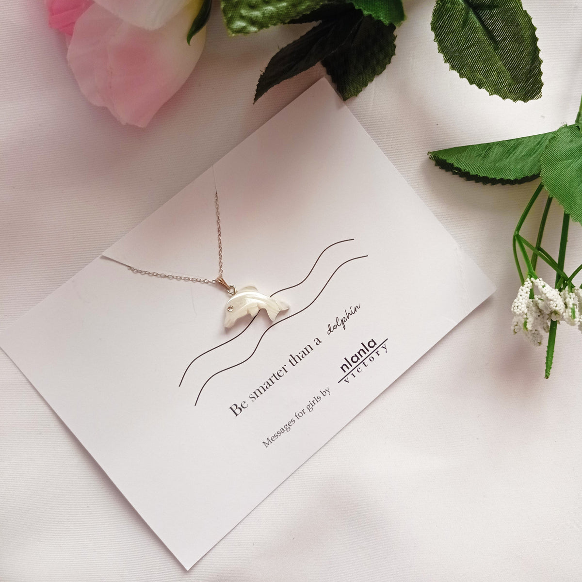 Dolphin necklace on 18 inch Sterling Silver Chain, Be Smarter Than A Dolphin Message, Personalised Gift, Affirmation Necklace, Affirmation Gift, Unique Gift Idea | by nlanlaVictory